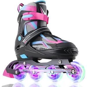 Sowume Adjustable Inline Skates Adult Roller Skates with All Light Up, Size XL
